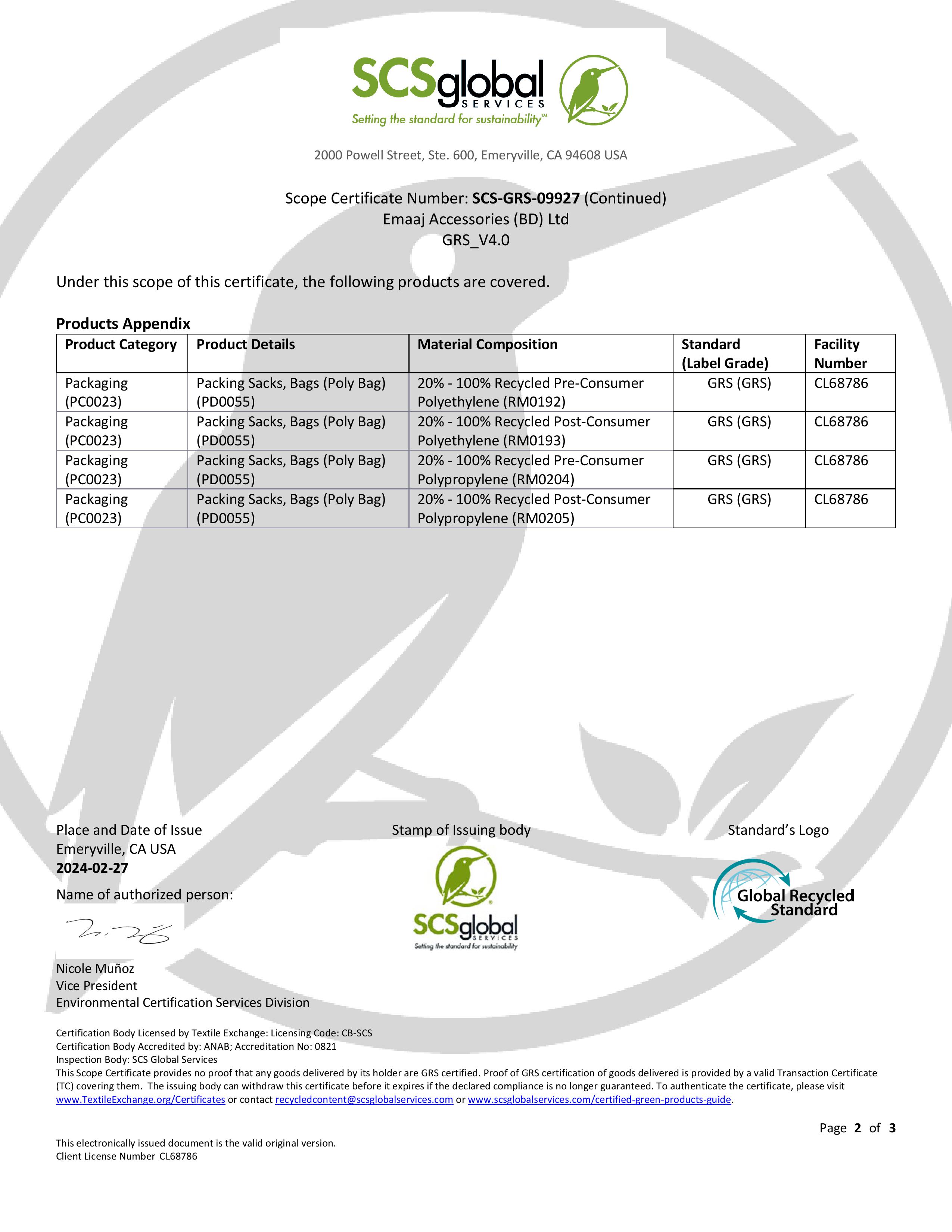 GRS2 Certificate